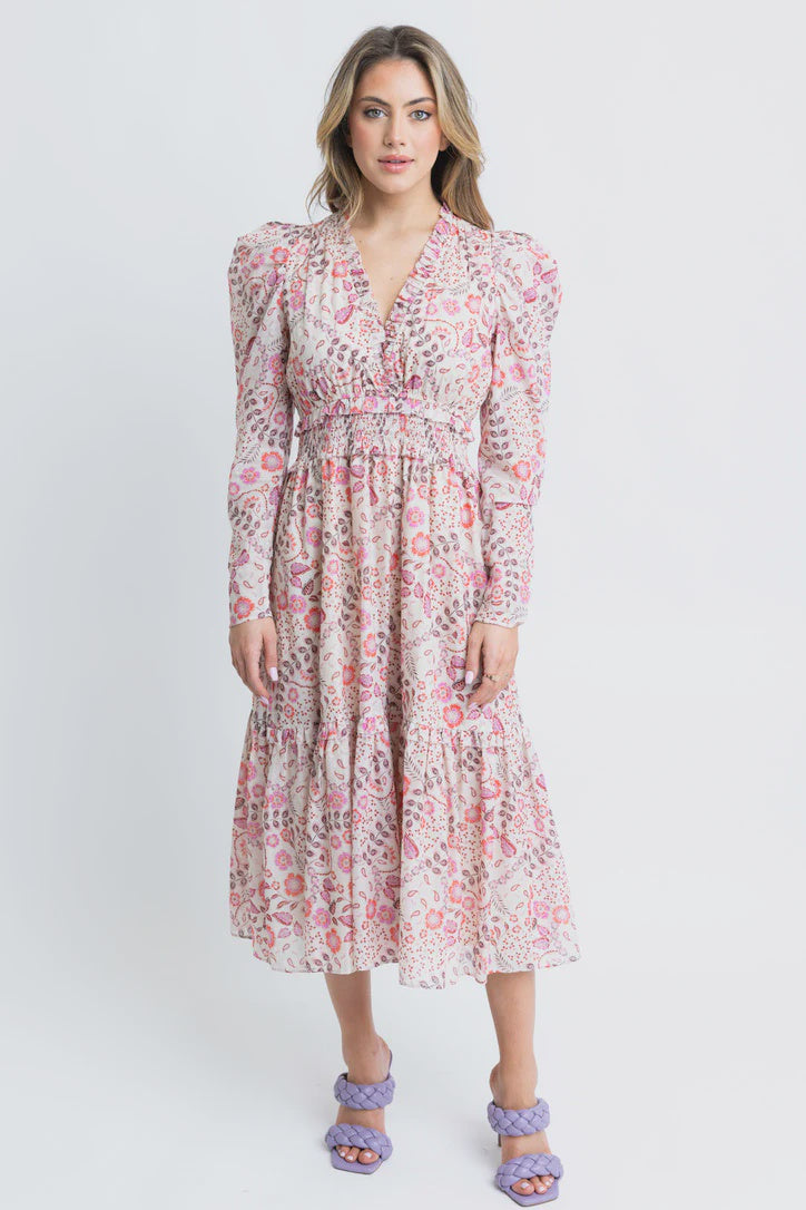 FLORAL VNECK MAXI DRESS